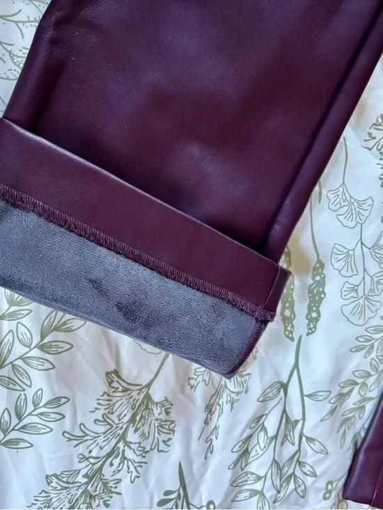 Ann Taylor Faux Leather Straight-Leg Pants in Deep Burgundy - Picture 5 of 6